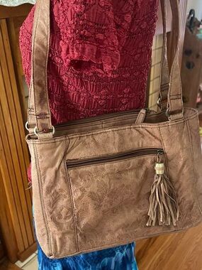 Boho Leather y2k floral embossed shoulder bag purse